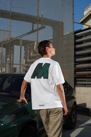 WHITE T-SHIRT GREEN AA LOGO